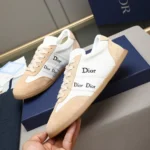 Dior Unisex Ribbon Sneaker White and Beige Suede Calfskin KCK553SUE