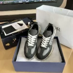 Dior Unisex Squash Sneaker Black Suede Calfskin and Gray Technical Fabric