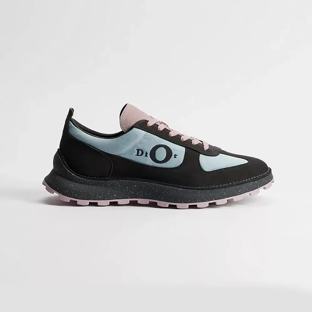 Dior Unisex Squash Sneaker Gray and Pink Suede Calfskin with Light Blue Technical Fabric (1) Dior Unisex Squash Sneaker Gray and Pink Suede Calfskin with Light Blue Technical Fabric