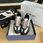 Dior Unisex Squash Sneaker Gray and Pink Suede Calfskin with Light Blue Technical Fabric