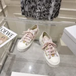 Dior Women Walk’n’Dior Platform Sneaker White Cotton Embroidered with Multicolor Daisy Garden Motif