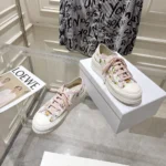 Dior Women Walk’n’Dior Platform Sneaker White Cotton Embroidered with Multicolor Daisy Garden Motif