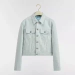Dior Women Cropped Jacket Light Blue Dior Oblique Washed Cotton Denim