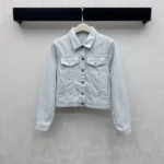 Dior Women Cropped Jacket Light Blue Dior Oblique Washed Cotton Denim