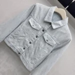 Dior Women Cropped Jacket Light Blue Dior Oblique Washed Cotton Denim