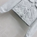 Dior Women Cropped Jacket Light Blue Dior Oblique Washed Cotton Denim