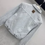 Dior Women Cropped Jacket Light Blue Dior Oblique Washed Cotton Denim