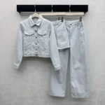 Dior Women Cropped Jacket Light Blue Dior Oblique Washed Cotton Denim