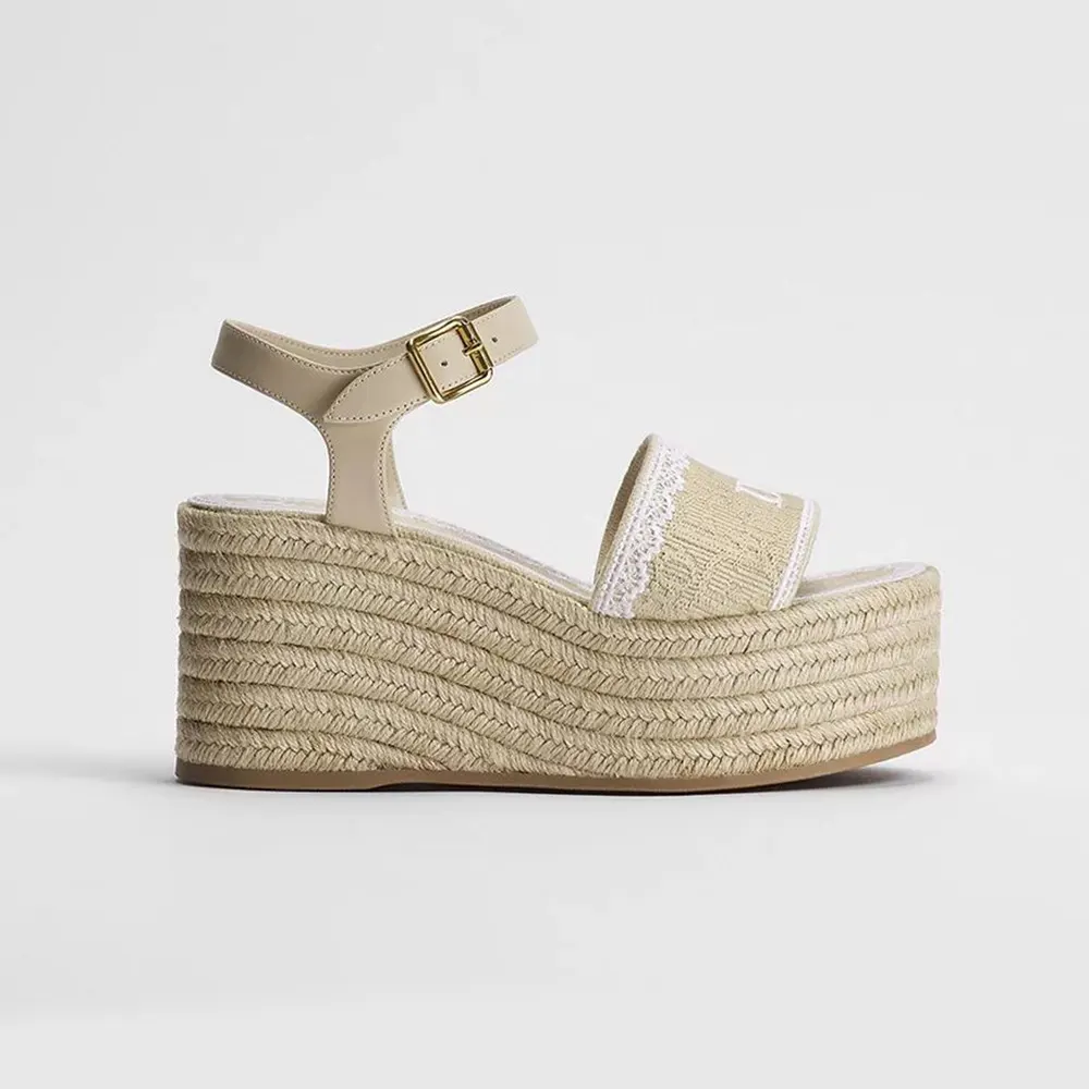 Dior Women Dentelle Wedge Sandal Trench Dior Oblique Embroidered Cotton and White Lace (1) Dior Women Dentelle Wedge Sandal Trench Dior Oblique Embroidered Cotton and White Lace