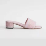 Dior Women Dioramour Dior Dentelle Heeled Slide Soupir Pink Dior Oblique Embroidered Cotton and White Lace