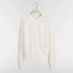 Dior Women Dioriviera Embroidered Cardigan Ecru Openwork Cotton Knit 644G20B7888