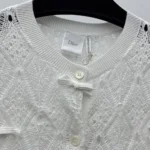 Dior Women Dioriviera Embroidered Cardigan Ecru Openwork Cotton Knit 644G20B7888