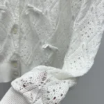 Dior Women Dioriviera Embroidered Cardigan Ecru Openwork Cotton Knit 644G20B7888