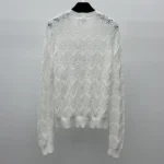 Dior Women Dioriviera Embroidered Cardigan Ecru Openwork Cotton Knit 644G20B7888