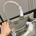 Dior Women Dioriviera Medium Dior Book Tote with Strap Beige Dior Painted Ribbon Embroidery