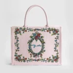 Dior Women Dioriviera Medium Dior Book Tote with Strap Pink Multicolor Dior Arabesque Embroidery