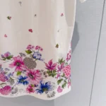 Dior Women Embroidered Fitted T-Shirt White Cotton Jersey with Multicolor Dior Hortensia Garden Motif