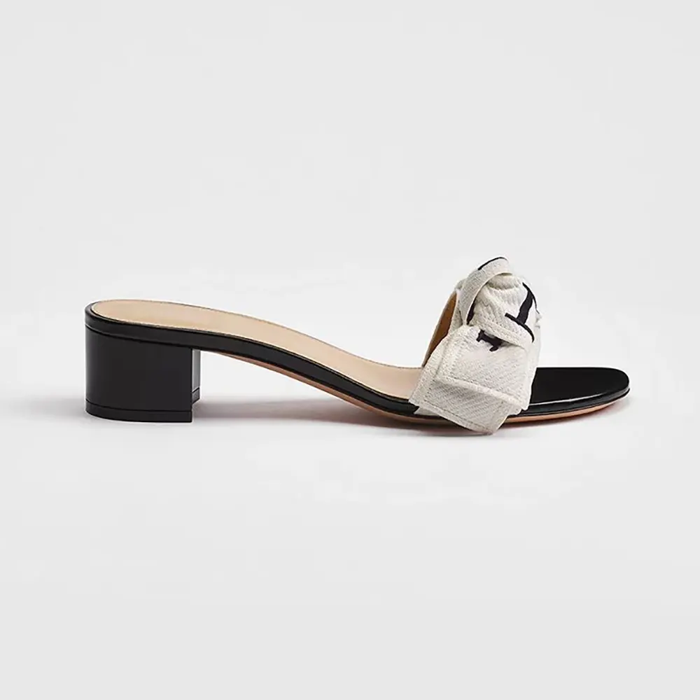 Dior Women J'Adior Heeled Slide Black Embroidered Cotton KDO708LEC (1) Dior Women J’Adior Heeled Slide Black Embroidered Cotton KDO708LEC