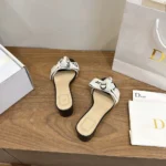 Dior Women J’Adior Heeled Slide Black Embroidered Cotton KDO708LEC