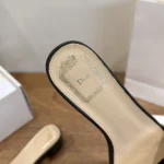 Dior Women J’Adior Heeled Slide Black Embroidered Cotton KDO708LEC
