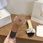 Dior Women J’Adior Heeled Slide Black Embroidered Cotton KDO708LEC