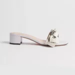 Dior Women J’Adior Heeled Slide Ivory Embroidered Cotton KDO708LEC