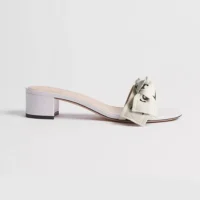 Dior Women J’Adior Heeled Slide Ivory Embroidered Cotton KDO708LEC