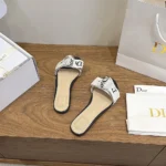 Dior Women J’Adior Slide Black Embroidered Cotton KDO707LEC