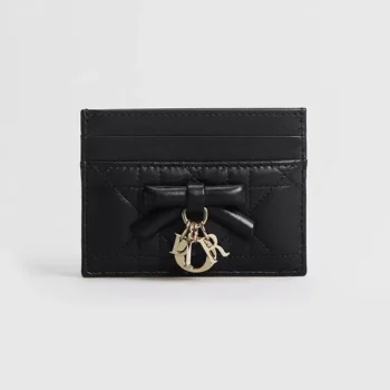 Dior Women Lady Dior Freesia Card Holder Black Cannage Lambskin S2604OUQA