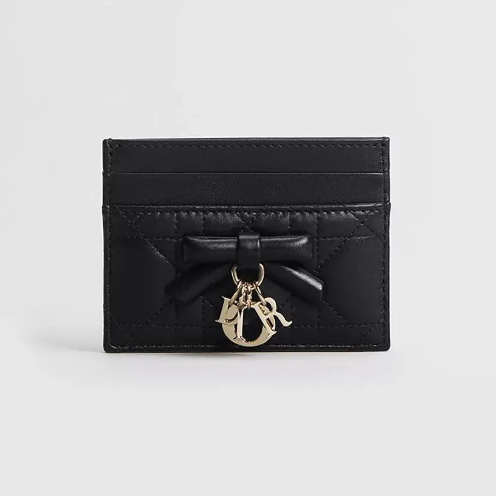 Dior Women Lady Dior Freesia Card Holder Black Cannage Lambskin S2604OUQA (1) Dior Women Lady Dior Freesia Card Holder Black Cannage Lambskin S2604OUQA