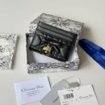 Dior Women Lady Dior Freesia Card Holder Black Cannage Lambskin S2604OUQA