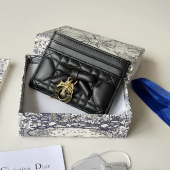 Dior Women Lady Dior Freesia Card Holder Black Cannage Lambskin S2604OUQA