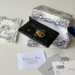 Dior Women Lady Dior Freesia Card Holder Black Cannage Lambskin S2604OUQA