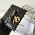Dior Women Lady Dior Freesia Card Holder Black Cannage Lambskin S2604OUQA