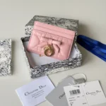 Dior Women Lady Dior Freesia Card Holder Black Cannage Lambskin S2604OUQA