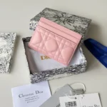 Dior Women Lady Dior Freesia Card Holder Black Cannage Lambskin S2604OUQA