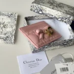Dior Women Lady Dior Freesia Card Holder Black Cannage Lambskin S2604OUQA
