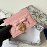 Dior Women Lady Dior Freesia Card Holder Black Cannage Lambskin S2604OUQA