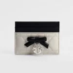 Dior Women Lady Dior Freesia Card Holder Two-Tone Latte and Black Cannage Lambskin