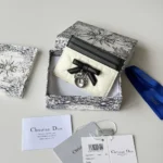 Dior Women Lady Dior Freesia Card Holder Two-Tone Latte and Black Cannage Lambskin