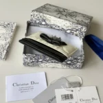Dior Women Lady Dior Freesia Card Holder Two-Tone Latte and Black Cannage Lambskin