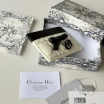 Dior Women Lady Dior Freesia Card Holder Two-Tone Latte and Black Cannage Lambskin