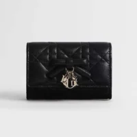 Dior Women Lady Dior Glycine Wallet Black Cannage Lambskin S2607OUQA