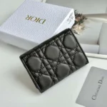 Dior Women Lady Dior Glycine Wallet Black Cannage Lambskin S2607OUQA