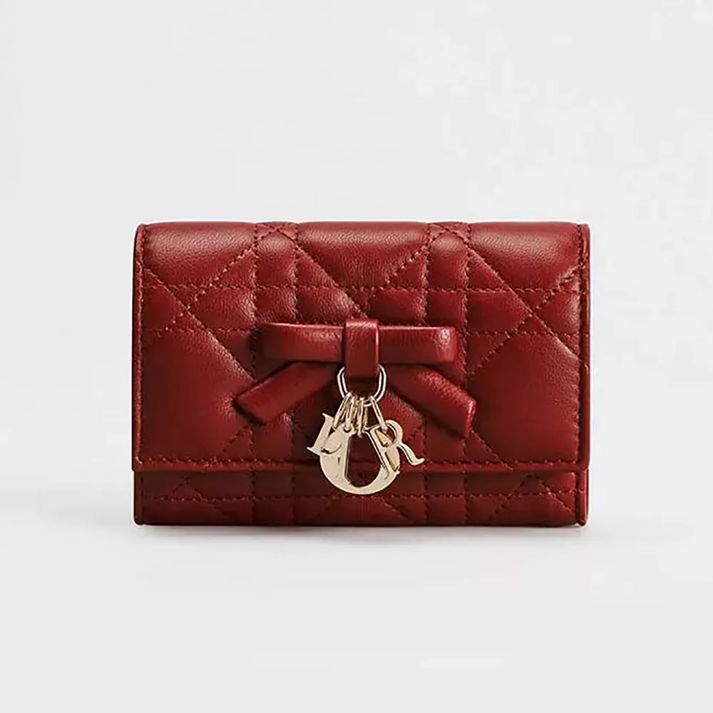 Dior Women Lady Dior Glycine Wallet Garance Red Cannage Lambskin S2607OUQA (1) Dior Women Lady Dior Glycine Wallet Garance Red Cannage Lambskin S2607OUQA