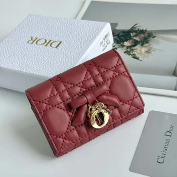Dior Women Lady Dior Glycine Wallet Garance Red Cannage Lambskin S2607OUQA