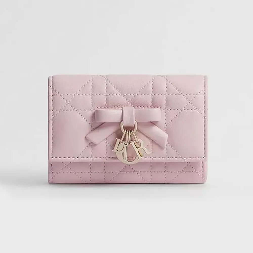 Dior Women Lady Dior Glycine Wallet Rose Tendre Cannage Lambskin S2607OUQA (1) Dior Women Lady Dior Glycine Wallet Rose Tendre Cannage Lambskin S2607OUQA