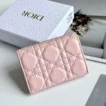 Dior Women Lady Dior Glycine Wallet Rose Tendre Cannage Lambskin S2607OUQA