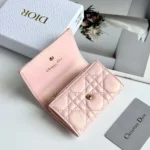 Dior Women Lady Dior Glycine Wallet Rose Tendre Cannage Lambskin S2607OUQA