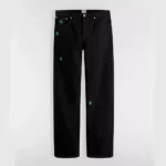 Dior Women Long Regular Jeans with Dior Clover Embroideries Black Cotton Twill